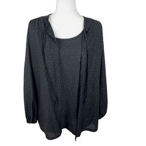 Ample Togs 2 Piece Cardigan Tank Top Set Women Extra Large Black Sparkly Shiny